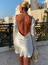 new sexy hottie style backless long-sleeved butt-covering dress